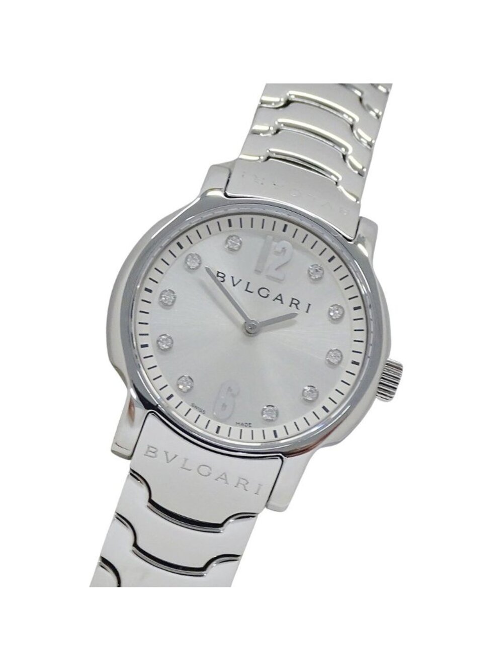 Bvlgari Watch Solotempo Diamond Quartz Stainless Steel Silver